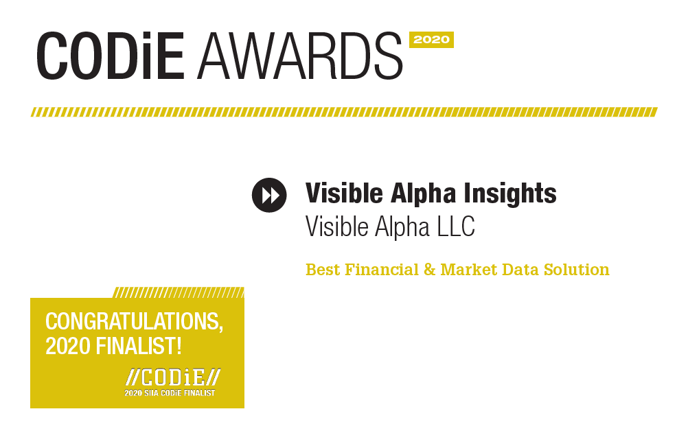 Visible Alpha Named Siia Codie Award Finalist For Best Financial & Market Data Solution