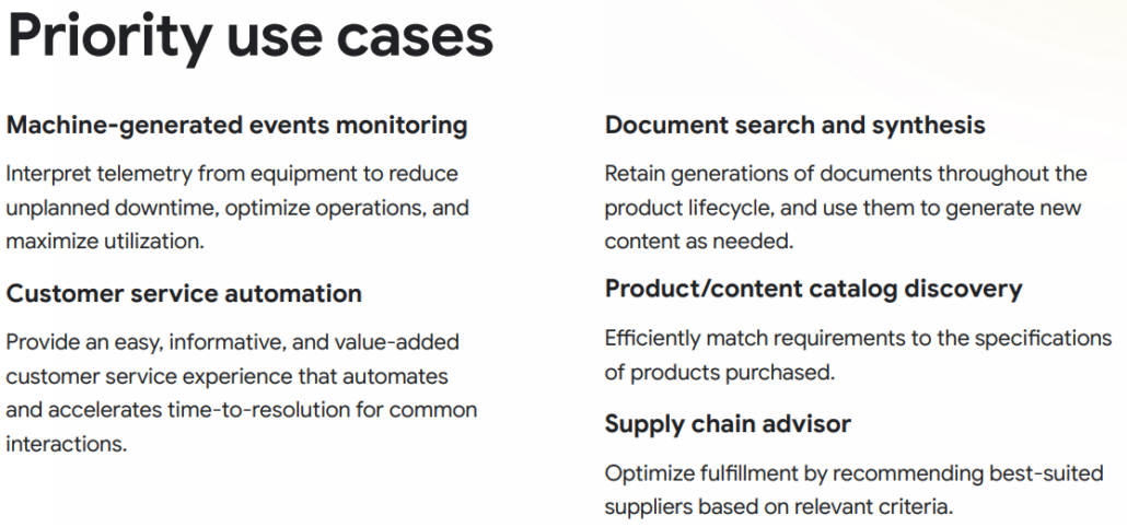 GAI use cases for manufacturing